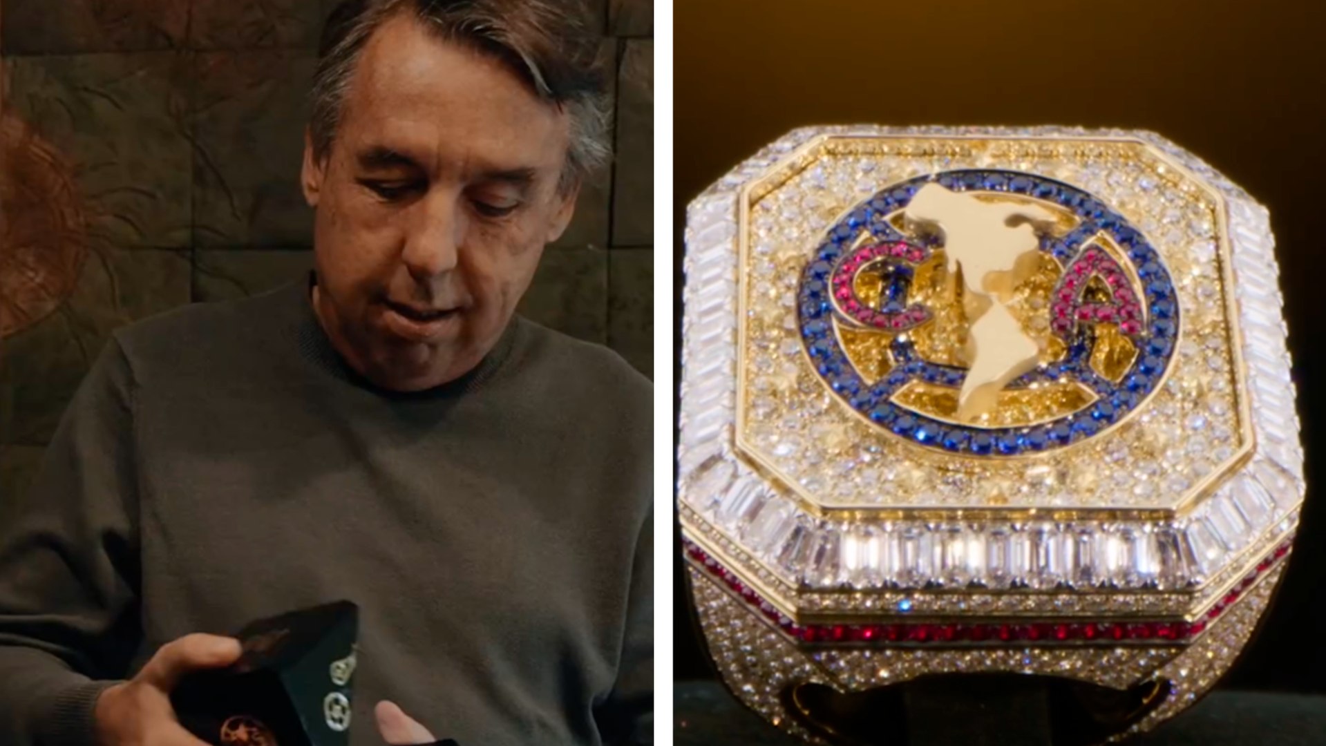 El magnate de la comunicación Emilio Azcárraga recibe un recordatorio del poderío azteca: un anillo multimillonario que resume la gloria del América Tricampeón.